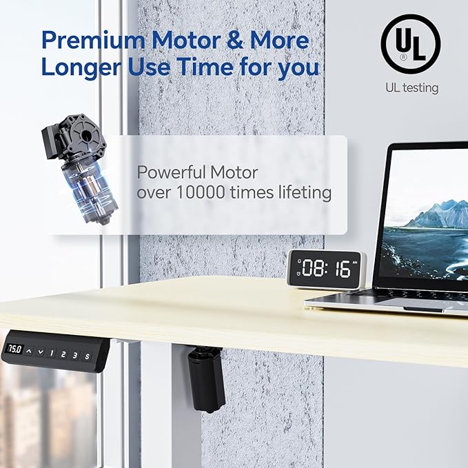 Motorized Standing Desks, Electric Stand Up Desk with Ultra Stable Construction and Cable Management,adjustable Height Desk with Memory Preset Design for Home Office Use 48x24 in Maple - LeafyLoom