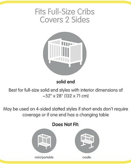 BreathableBaby Breathable Mesh Liner for Full-Size Cribs, Classic 3mm Mesh, Gray (Size 2FS Covers 2 Sides) - LeafyLoom