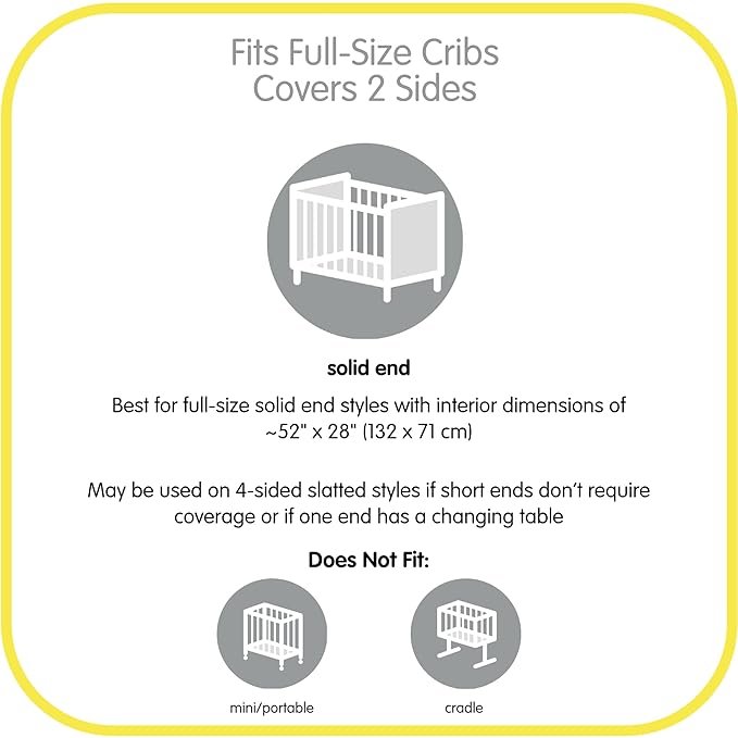 BreathableBaby Breathable Mesh Liner for Full-Size Cribs, Classic 3mm Mesh, Gray (Size 2FS Covers 2 Sides) - LeafyLoom