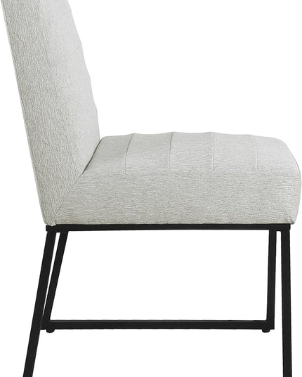 HomePop Channeled Metal Dining Chair - Sustainable Gray Woven (Single Pack) - LeafyLoom