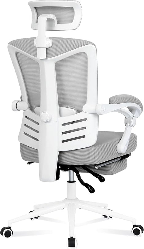 Vonesse Ergonomic Office Chair High Back Computer Mesh Office Chair with Footrest Big and Tall Office Chair Adjustable Home Office Chair Swivel Rolling Reclining Desk Chair Grey - LeafyLoom