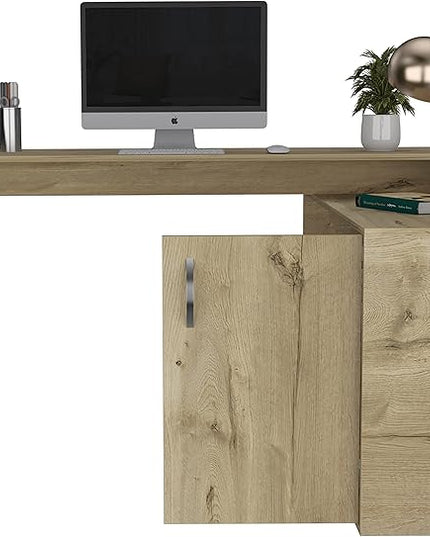 NicBex Kimberly-DW-00204-LWJ Home Office Desks, 59.64"x45.86"x30.11", Light Oak - LeafyLoom