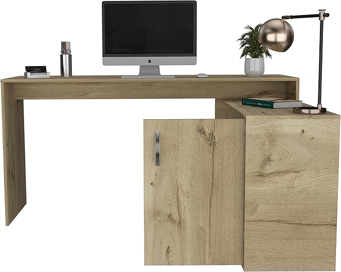 NicBex Kimberly-DW-00204-LWJ Home Office Desks, 59.64"x45.86"x30.11", Light Oak - LeafyLoom