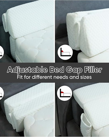 4 Modes Queen Size Wedge Pillow Headboard for Bed Gap, Foldable Bed Wedge Pillow Gap Filler, Mattress Gap Filler, Long Pillow for Bed Triangle Pillow, Fill The Gap (0-7) Between Headboard and Mattress - LeafyLoom