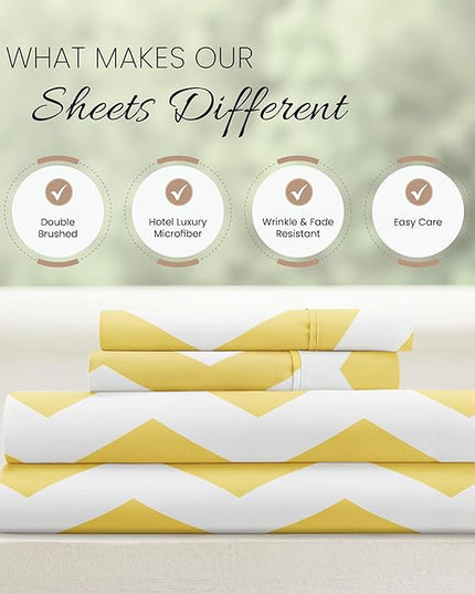 Linen Market 4 Piece Full Bedding Sheet Set (Yellow Arrow) - Sleep Better Than Ever with These Ultra-Soft & Cooling Bed Sheets for Your Full Size Bed - Deep Pocket Fits 16" Mattress - LeafyLoom