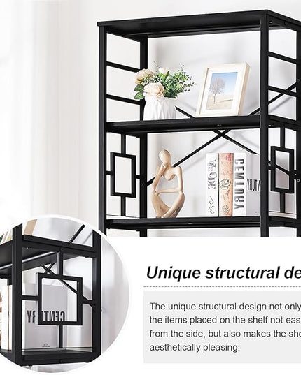 HOMISSUE Bookcase,7-Tier Tall Bookshelf Metal Bookcase and Bookshelves, Free Standing Storage Modern Bookshelf for Home Office Living Room and Bedroom，Black - LeafyLoom