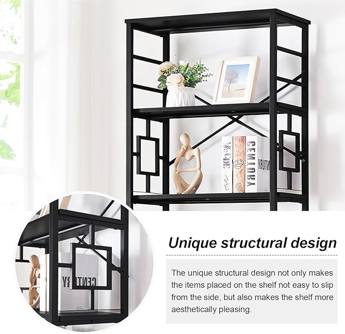 HOMISSUE Bookcase,7-Tier Tall Bookshelf Metal Bookcase and Bookshelves, Free Standing Storage Modern Bookshelf for Home Office Living Room and Bedroom，Black - LeafyLoom