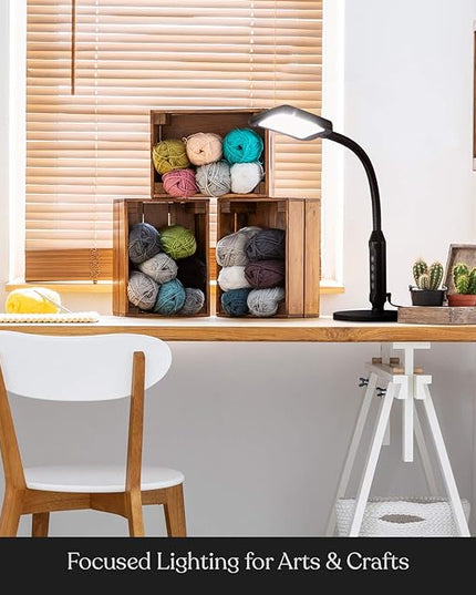 Brightech Litespan 2-in-1 LED Floor & Desk Lamp, Adjustable Height, Shades, Neck, Esthetician Light for Lashes, Portable Gooseneck Standing Lamp for Living Room, Dorm, Table - LeafyLoom