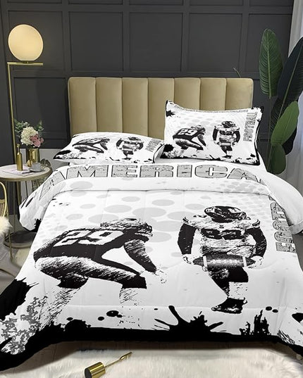 Bodhi Football Comforter Set Full for Boys Kids American Football Bedding Set Sport Football Player Comforter,American Football Comforter with Pillowcase,Football Quilt,Full Size #4002 - LeafyLoom
