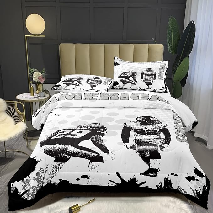 Bodhi Football Comforter Set Full for Boys Kids American Football Bedding Set Sport Football Player Comforter,American Football Comforter with Pillowcase,Football Quilt,Full Size #4002 - LeafyLoom
