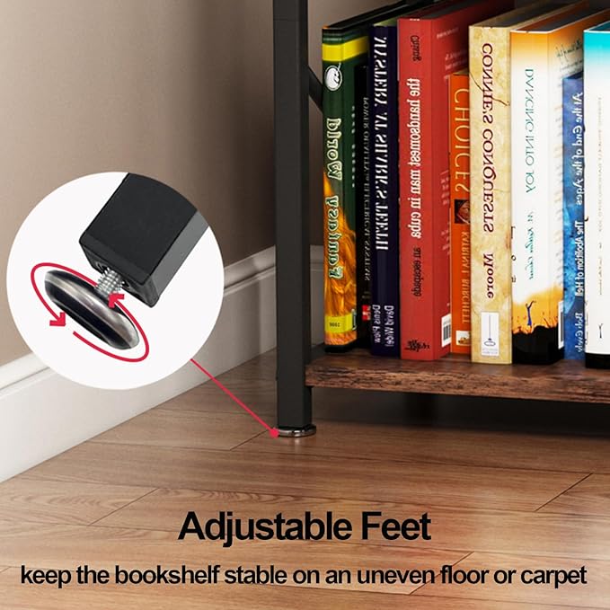 Small Bookshelf for Small Spaces, 3 Tier Bookcase, Narrow Gold Book Shelf, Small Shelf Open Display Rack for Bedroom, Living Room, Home Office,Rustic Brown - LeafyLoom