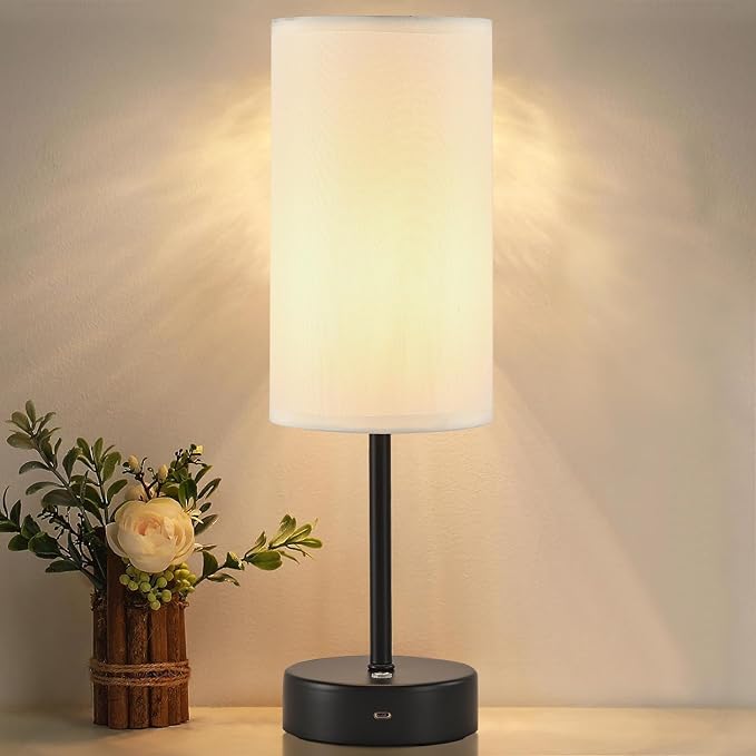 Cordless Table Lamp, Built-in 5000mAh Fast Rechargeable Table Lamp Cordless,Stepless Dimmable Battery Powered Lamp, Wireless Lamp with Memory Function, Lasting 140+H,Black - LeafyLoom