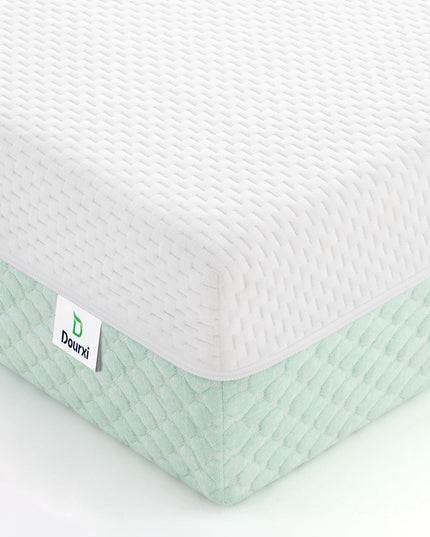 Crib Mattress, Dual Sided Comfort Memory Foam Toddler Bed Mattress, Triple-Layer Breathable Premium Baby Mattress for Infant and Toddler w/Removable Outer Cover - White&Blue - LeafyLoom