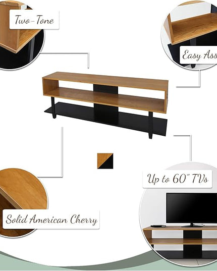 American Trails Creek Solid Wood Tv Stand, Natural Cherry, Black - LeafyLoom