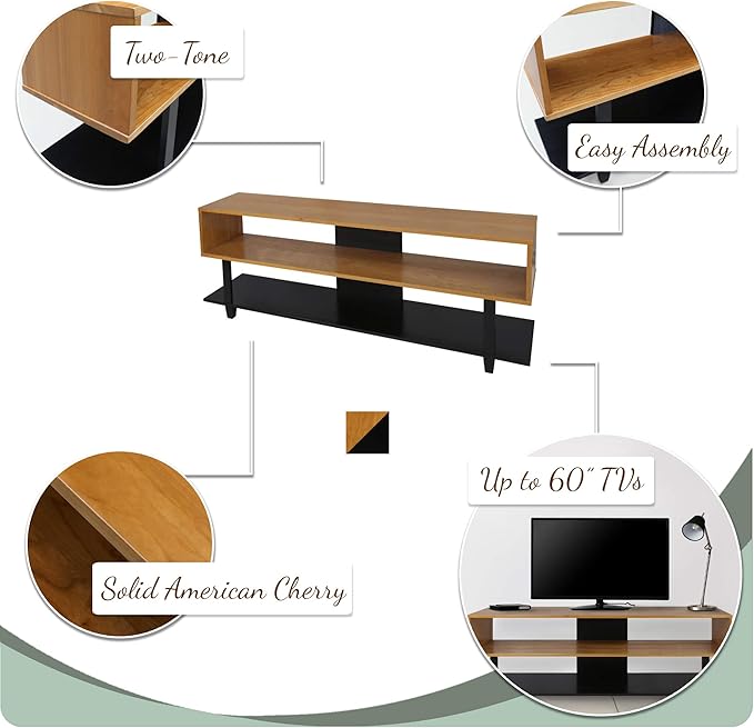 American Trails Creek Solid Wood Tv Stand, Natural Cherry, Black - LeafyLoom