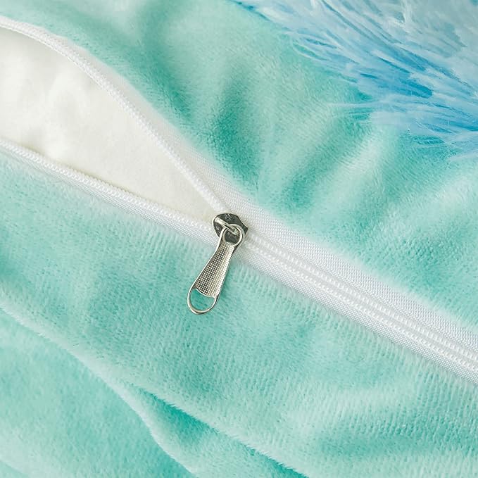 Tie dye Plush Fluffy Comforter Cover Set Queen - Ultra Soft Faux Fur tie dye Bedding Sets 3 Pieces (1 Shaggy Duvet Cover + 2 Pillow case) Fluffy Bed Set (Tie Dye Mint, Queen) - LeafyLoom