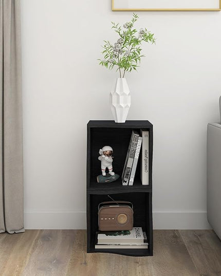 ECYIL Double Layered Independent Storage Rack, Full Circular Color Blocking Bookshelf, Suitable for Home, Office, Living Room, etc (black1) - LeafyLoom