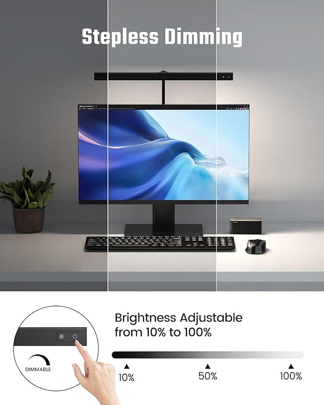 SUPERDANNY LED Desk Lamp for Office Home, Eye-Caring Desk Light with Adjustable Gooseneck, 12W Touch Control Dimmable Brightness, Architect Clamp Lamp with USB Adapter for Reading Study Workbench - LeafyLoom