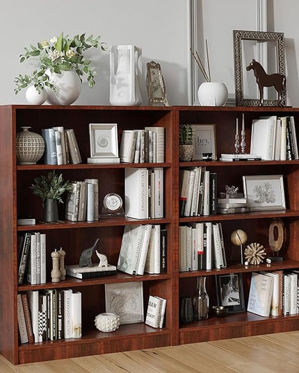 Farini 4 Shelf boockase Display Bookcase Freestanding Wooden Bookshelves for Home Office Living Room,48 Inch Height，Cherry - LeafyLoom