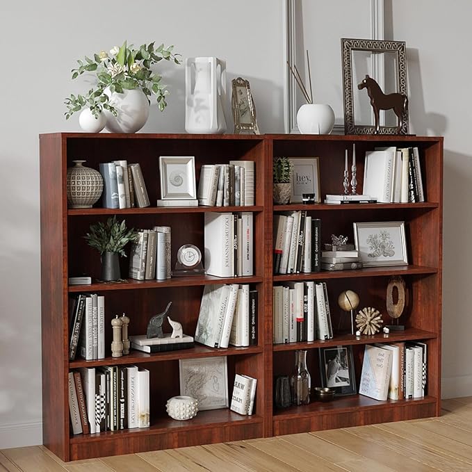 Farini 4 Shelf boockase Display Bookcase Freestanding Wooden Bookshelves for Home Office Living Room,48 Inch Height，Cherry - LeafyLoom