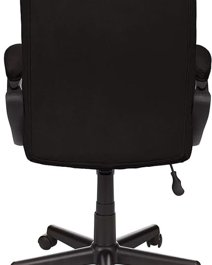 Amazon Basics Classic Office Desk Computer Chair - Adjustable, Swiveling, Ultra-Soft Microfiber, Lumbar Support, 28"D x 25"W x 43.5"H, Black - LeafyLoom