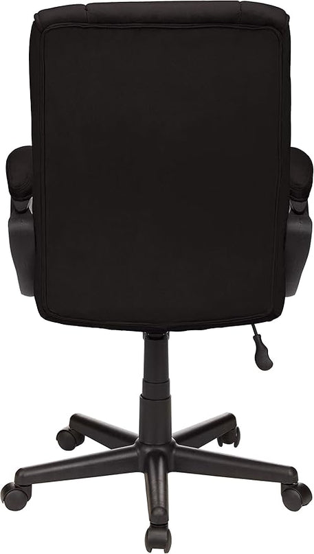 Amazon Basics Classic Office Desk Computer Chair - Adjustable, Swiveling, Ultra-Soft Microfiber, Lumbar Support, 28"D x 25"W x 43.5"H, Black - LeafyLoom