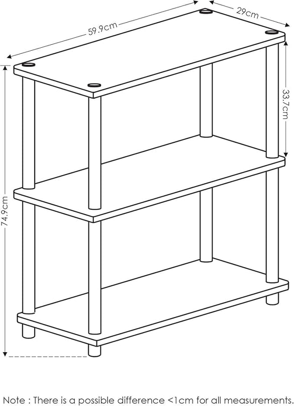 Furinno Turn-N-Tube 3-Tier Compact Multipurpose Shelf Display Rack, Columbia Walnut/Black - LeafyLoom