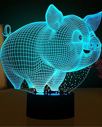 Pig Night Light 3D Illusion Lamp Touch 7 Color Changing Bed Room Decor Girl Kids Birthday Present Toys Pigs Gifts for Pig Lover Collection - LeafyLoom