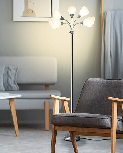 Medusa Floor Lamps Standing Lamps 5 Heads Adjustable Reading Light Large Shade Use E26 A19 Bulb Floor Lamps for Living Room Bedroom by ONEXT - LeafyLoom