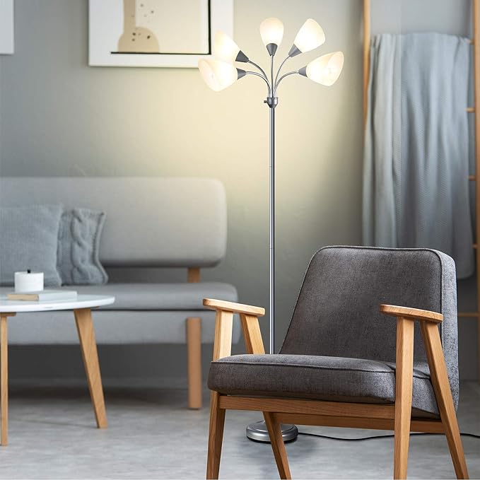 Medusa Floor Lamps Standing Lamps 5 Heads Adjustable Reading Light Large Shade Use E26 A19 Bulb Floor Lamps for Living Room Bedroom by ONEXT - LeafyLoom
