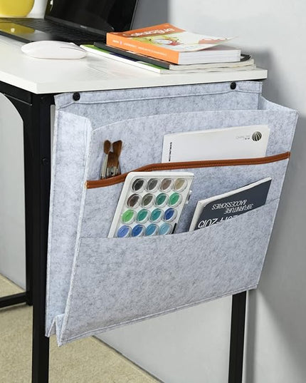 FurnitureR 31.5 inch Small Study Writing Table with Storage Bag Space Saving for Home Office, Modern PC Metal Frame Computer Desk, White - LeafyLoom