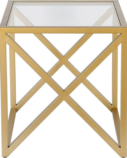Henn&Hart Calix Side Table, 20" Wide, Gold - LeafyLoom