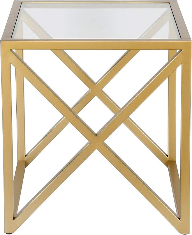 Henn&Hart Calix Side Table, 20" Wide, Gold - LeafyLoom