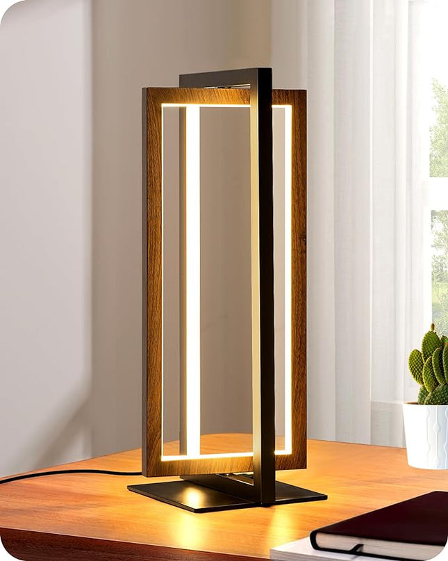 EDISHINE Modern LED Table Lamp, Stepless Dimmable Minimalist Bedside Lamp, MAX 750LM, 3 Color Temperature, Touch Switch Control Nightstand Lamp for Living Room Bedroom, Angle Adjustable - LeafyLoom