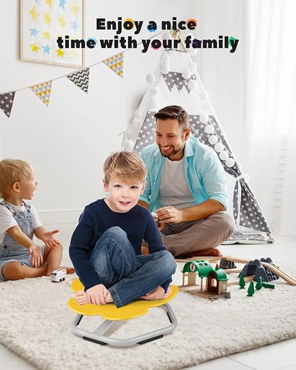 Sensory Toys Kids Swivel Chair, Autism Kids Swivel Chair, Petal Sit and Spin Seat Balance Chair Indoor for Child Age 3+, Regulating Toddler’s Body Balance, Metal Base Non-Slip Yellow - LeafyLoom