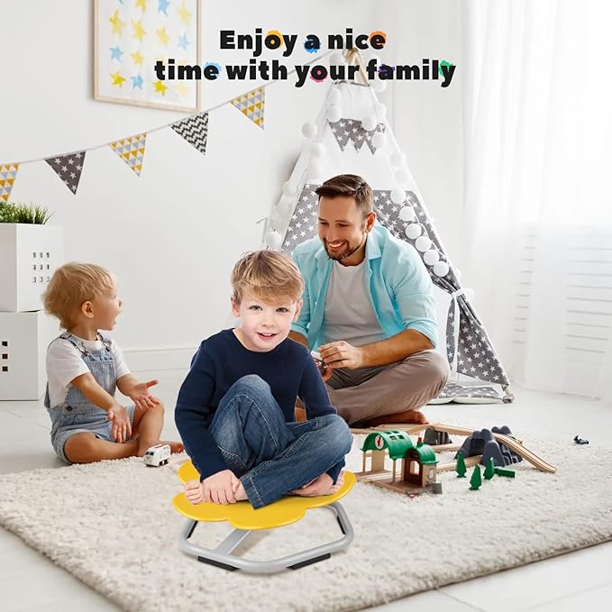 Sensory Toys Kids Swivel Chair, Autism Kids Swivel Chair, Petal Sit and Spin Seat Balance Chair Indoor for Child Age 3+, Regulating Toddler’s Body Balance, Metal Base Non-Slip Yellow - LeafyLoom