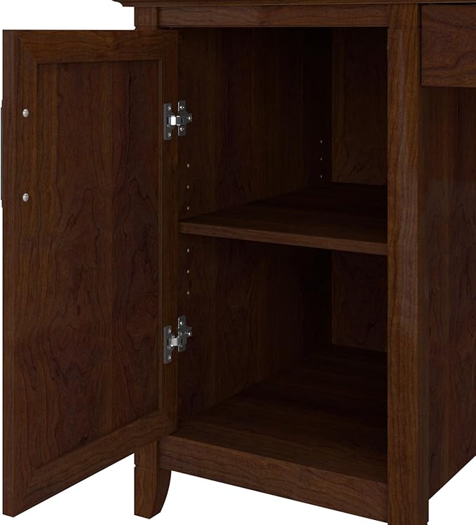 Bush Furniture Key West Computer Desk with Storage | Farmhouse PC Table for Home Office in Bing Cherry | 54W x 24D - LeafyLoom