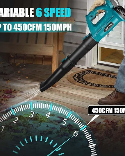 Cordless Leaf Blower for Makita 18V Battery, 450CFM 150MPH Electric Leaf Blower, 6 Speed Lightweight Handheld Leaf Blower for Lawn Care, Patio, Snow, Dust, Blowing Leaves (Battery NOT Included) - LeafyLoom