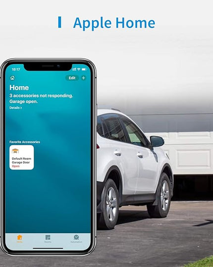 meross Smart Garage Door Opener Remote, Compatible with Apple HomeKit, Amazon Alexa, Google Assistant, SmartThings, Multiple Notification Modes, No Hub Needed,White meross