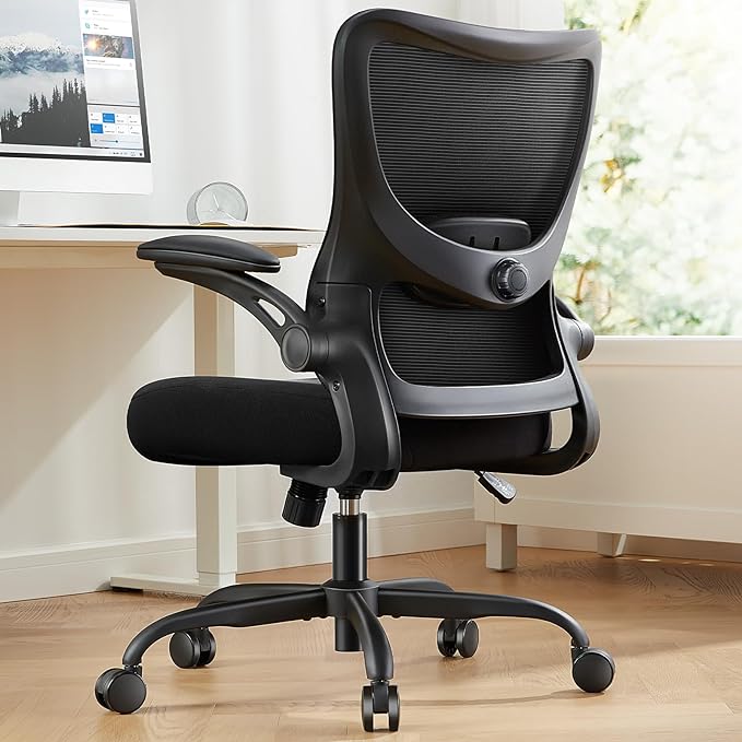 Marsail Office Chair Ergonomic Desk Chair with 3 Ways PU Armrests and Adjustable Lumbar Support Breathable Mesh Computer Chair Executive Rolling Swivel Comfy Task Chair for Home Office Gaming - LeafyLoom