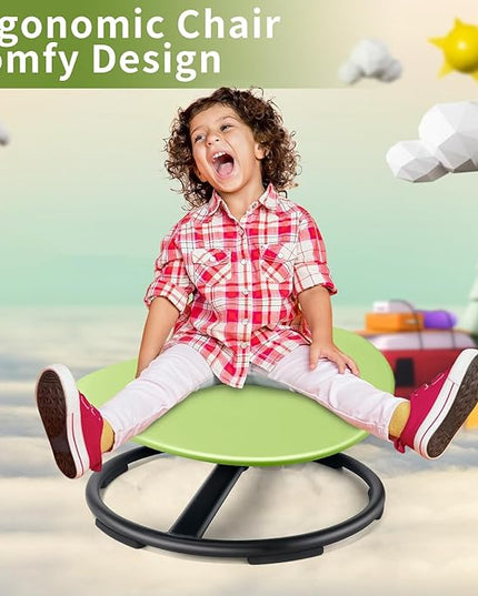 Kids Sensory Swivel Chair, Autism Sensory Chair, Spinning Chair for Autistic Kids, Small Space, Spin Seat, Metal Base, Non-Slip Design, Green - LeafyLoom