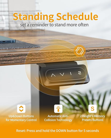 CubiCubi Electric Standing Desk, 55 x 24 Inches Height Adjustable Sit Stand Desk, Ergonomic Home Office Computer Workstation, Rusticbrown - LeafyLoom