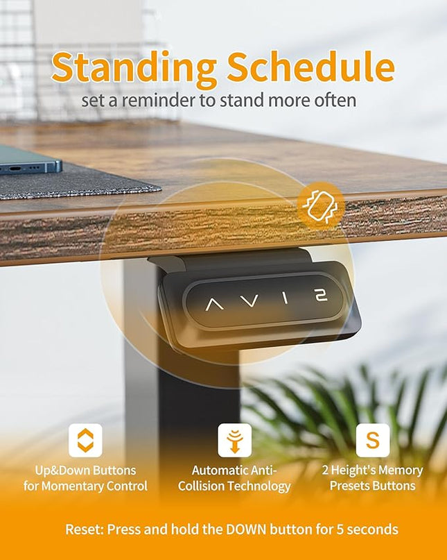 CubiCubi Electric Standing Desk, 55 x 24 Inches Height Adjustable Sit Stand Desk, Ergonomic Home Office Computer Workstation, Rusticbrown - LeafyLoom