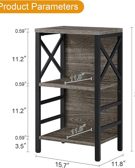 Bookcase, Industrial Small Bookshelf,3-Tier Bookcase Storage Organizer, Small Book Shelf for Small Spaces, Living Room, Bedroom and Home Office, Gray - LeafyLoom