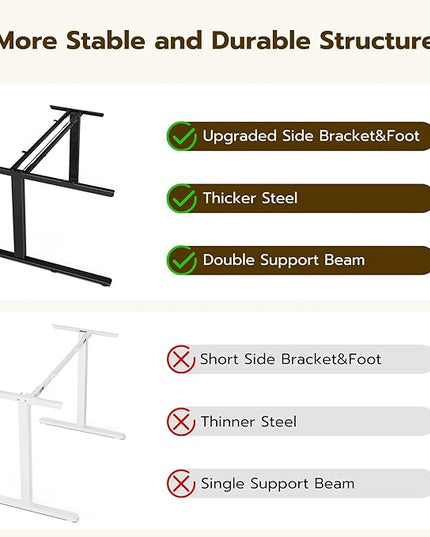 59" Reversiable L-Shaped Electric Standing Desk Adjustable Height Gaming Stand Up Corner Desk Sit Stand Home Office Computer Desk with Splice Board,Rustic Brown Top - LeafyLoom