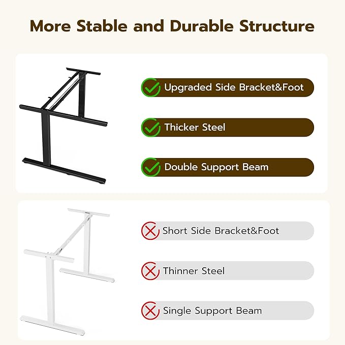 59" Reversiable L-Shaped Electric Standing Desk Adjustable Height Gaming Stand Up Corner Desk Sit Stand Home Office Computer Desk with Splice Board,Rustic Brown Top - LeafyLoom