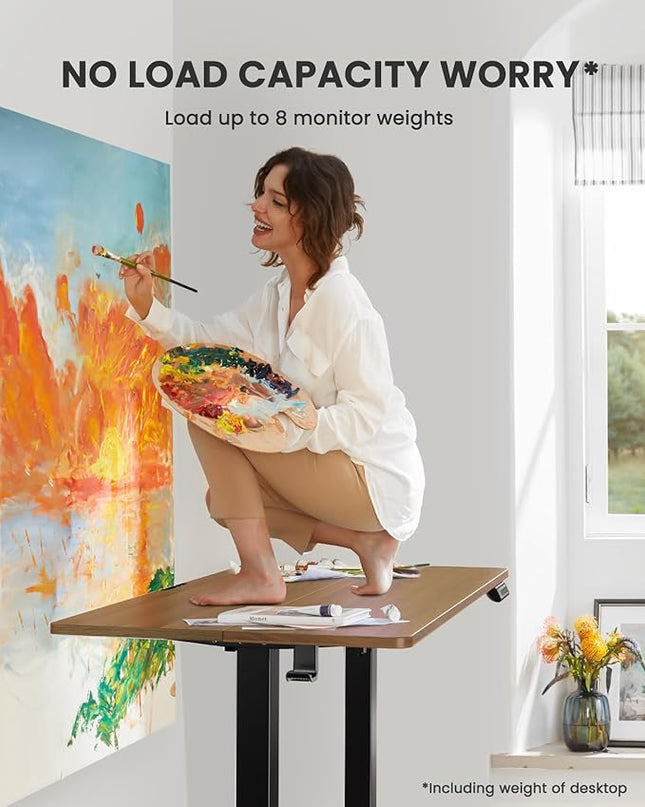 ErGear Height Adjustable Electric Standing Desk, 48 x 24 Inches Sit Stand up Desk, Memory Computer Home Office Desk (Espresso) - LeafyLoom