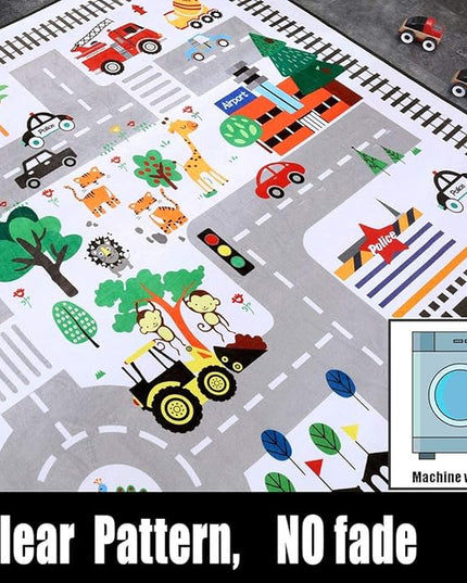 Kids Rug Play Mat, City Life Great for Playing with Cars for Bedroom Playroom,Carpet,Soft Large Size,4.9x6.4 FEET (4.9'x6.4') - LeafyLoom