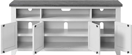 Martin Svensson Home Foundry 65" TV Stand, White Stain with Grey Top - LeafyLoom