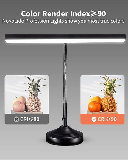 Piano Light Lamp for Upright Piano, 2-in-1 Table Lamp with Base & Clamp Bright Flexible, 10W LED Architect Desk Lights for Piano, Home Office, 3 Color Modes, 30 Brightness Levels, Black - LeafyLoom